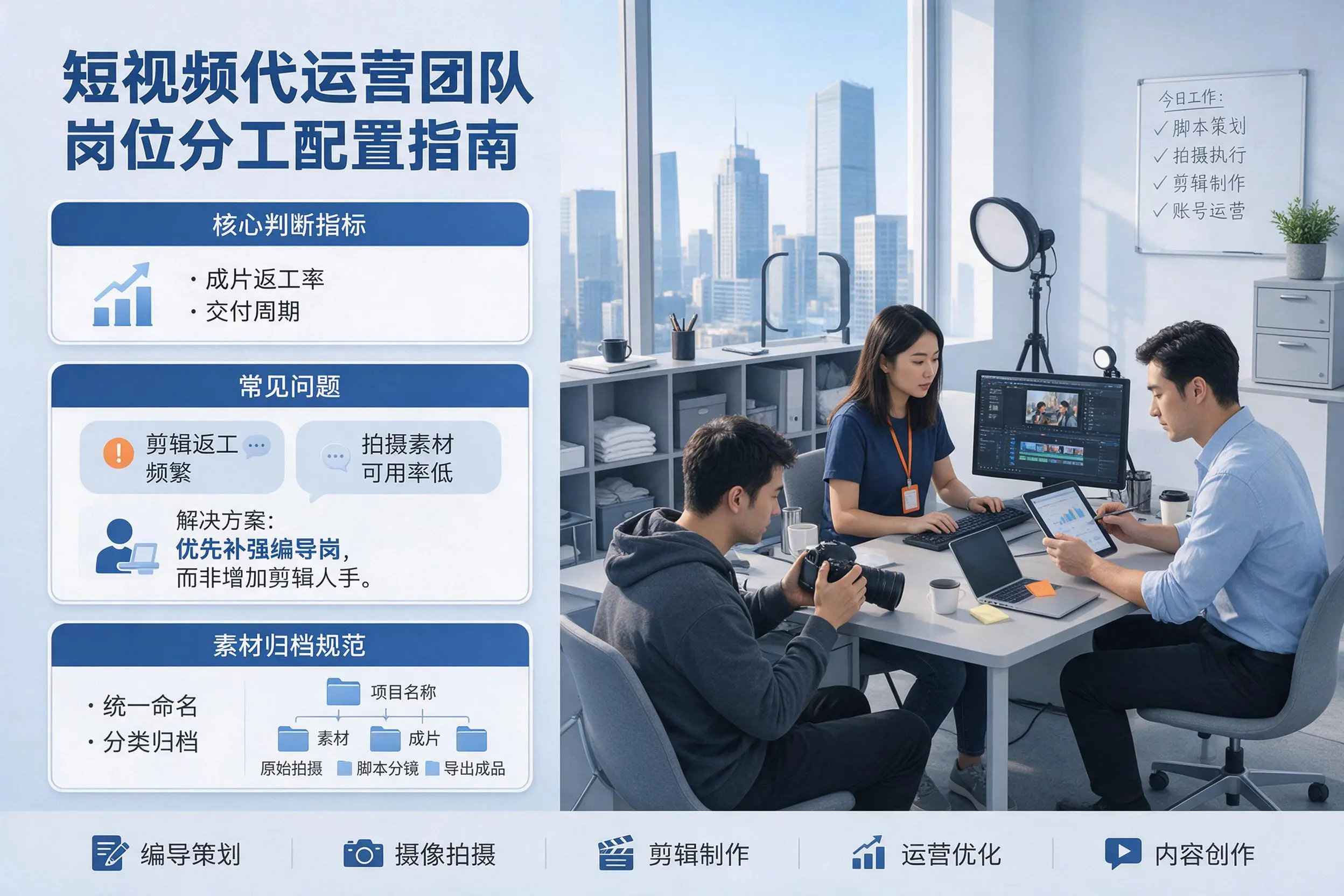 短视频代运营团队如何配置?上饶企业岗位分工科普说明