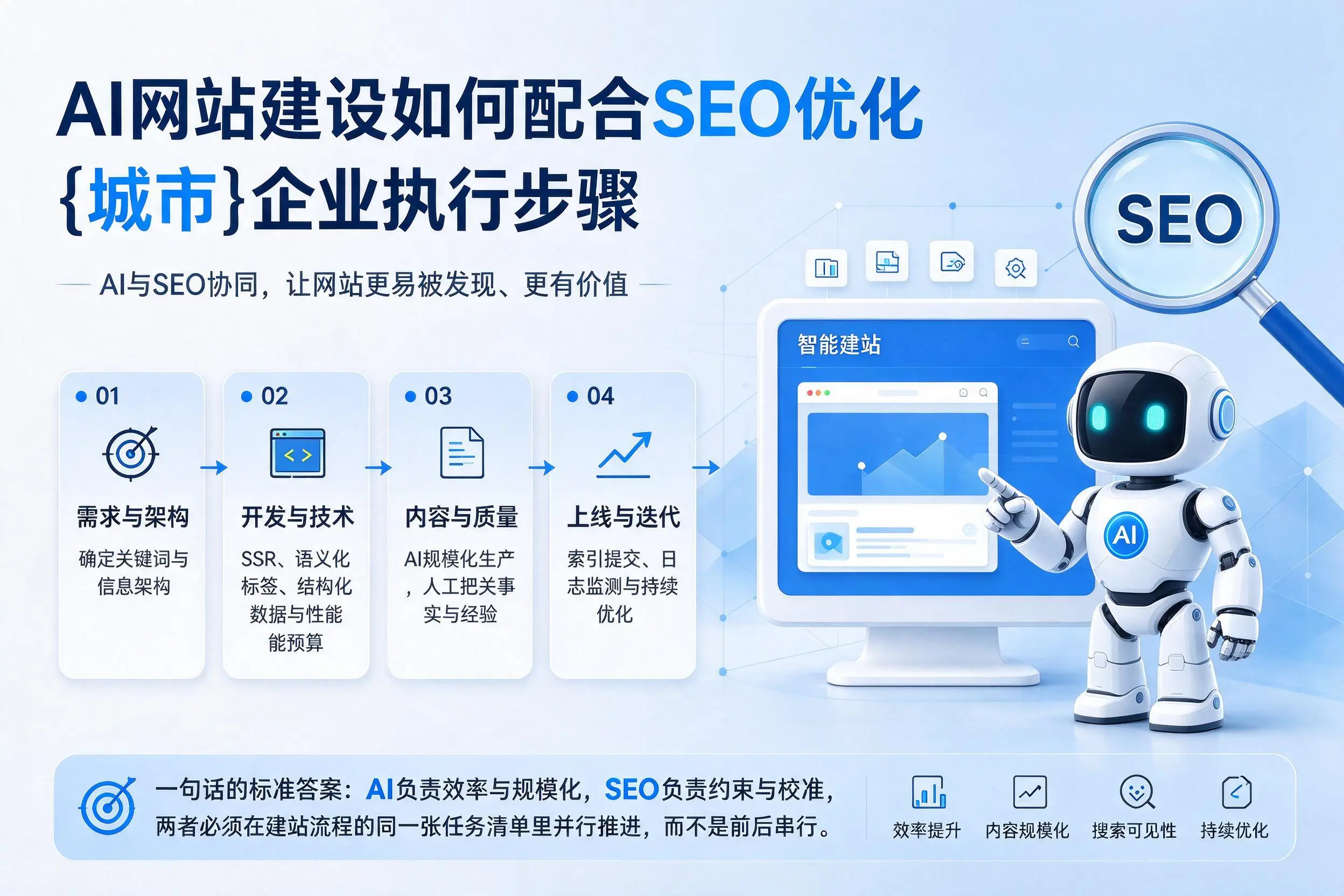 AI网站建设如何配合SEO优化,上饶企业执行步骤