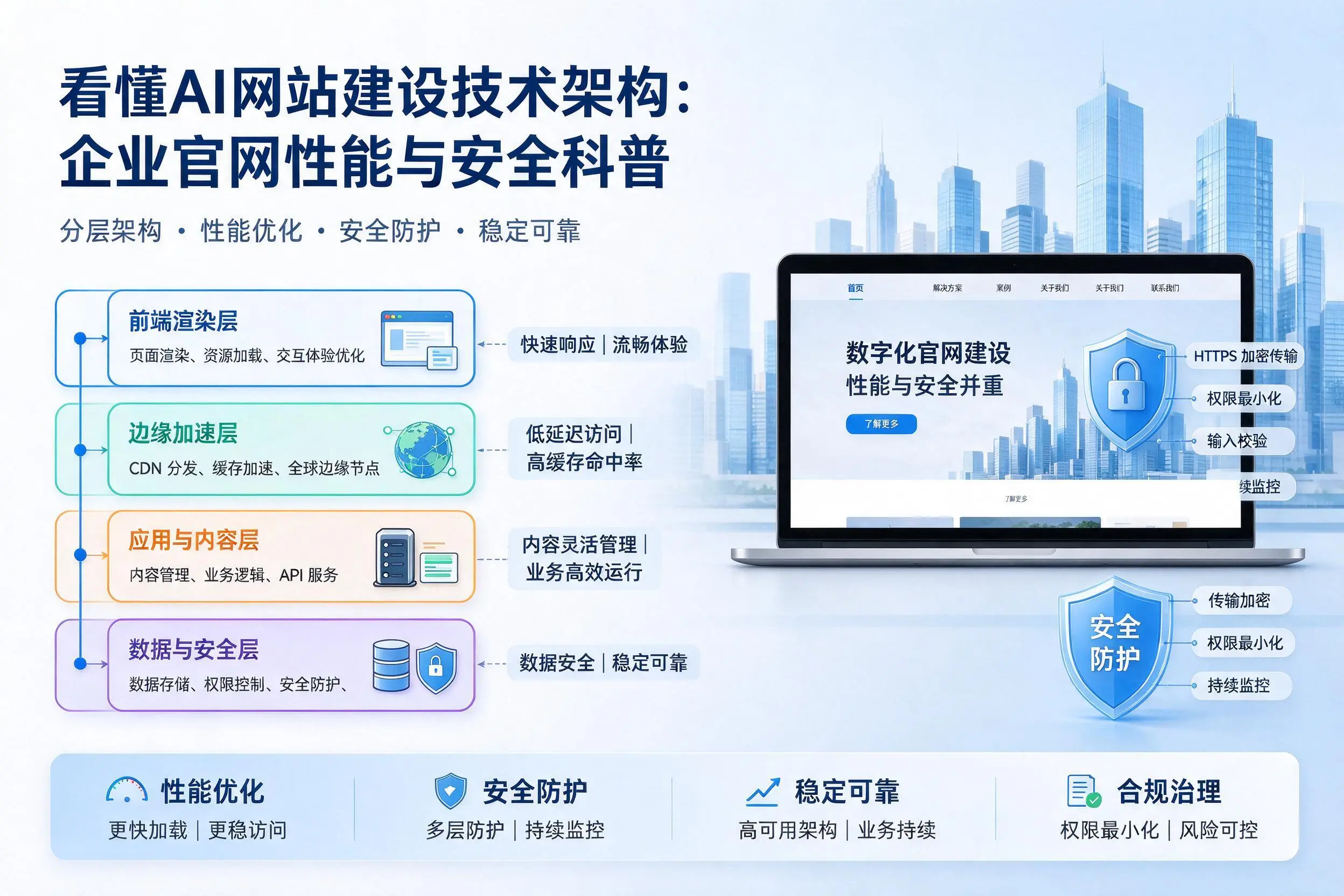 看懂AI网站建设技术架构：上饶企业官网性能与安全科普