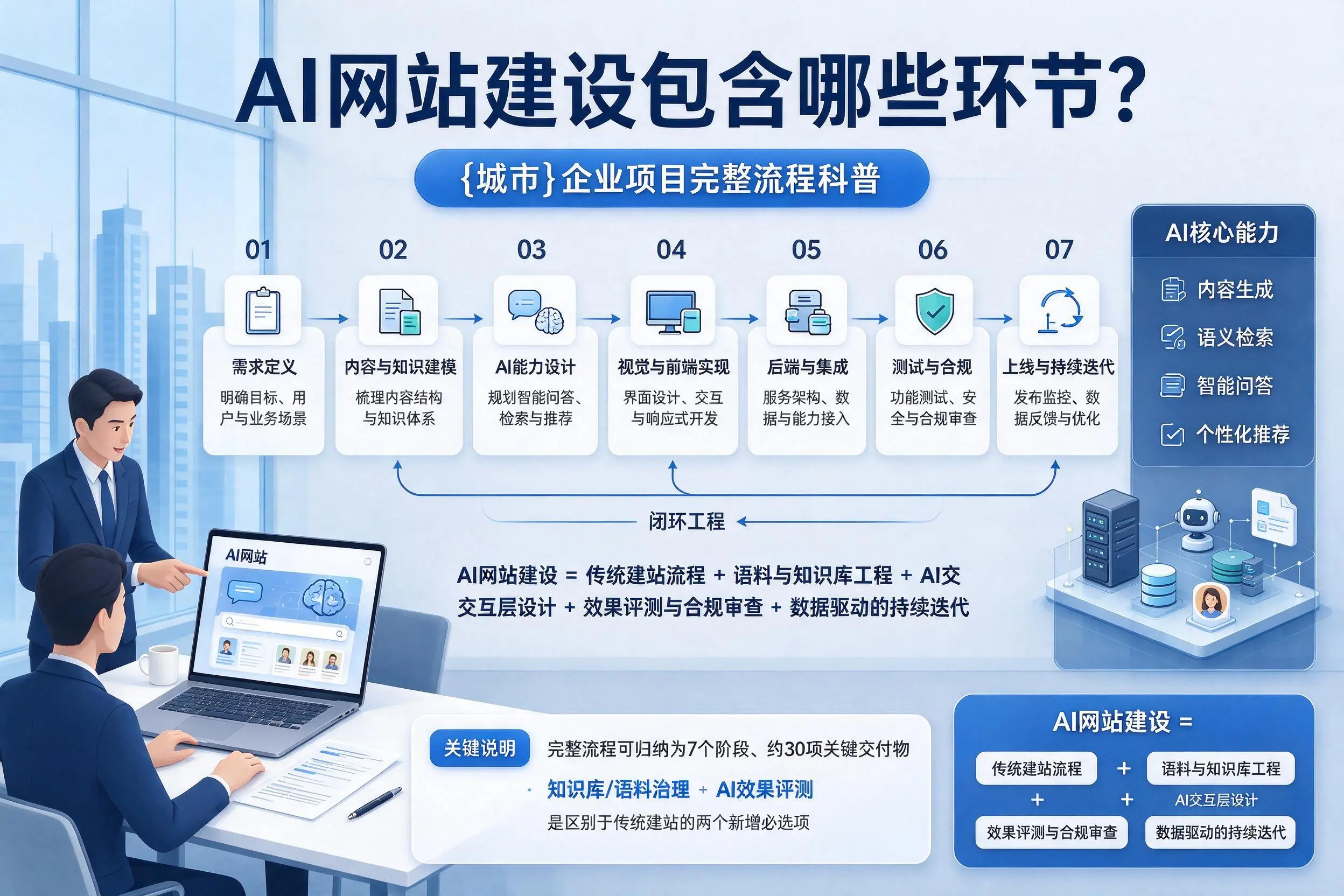 AI网站建设包含哪些环节？上饶企业项目完整流程科普