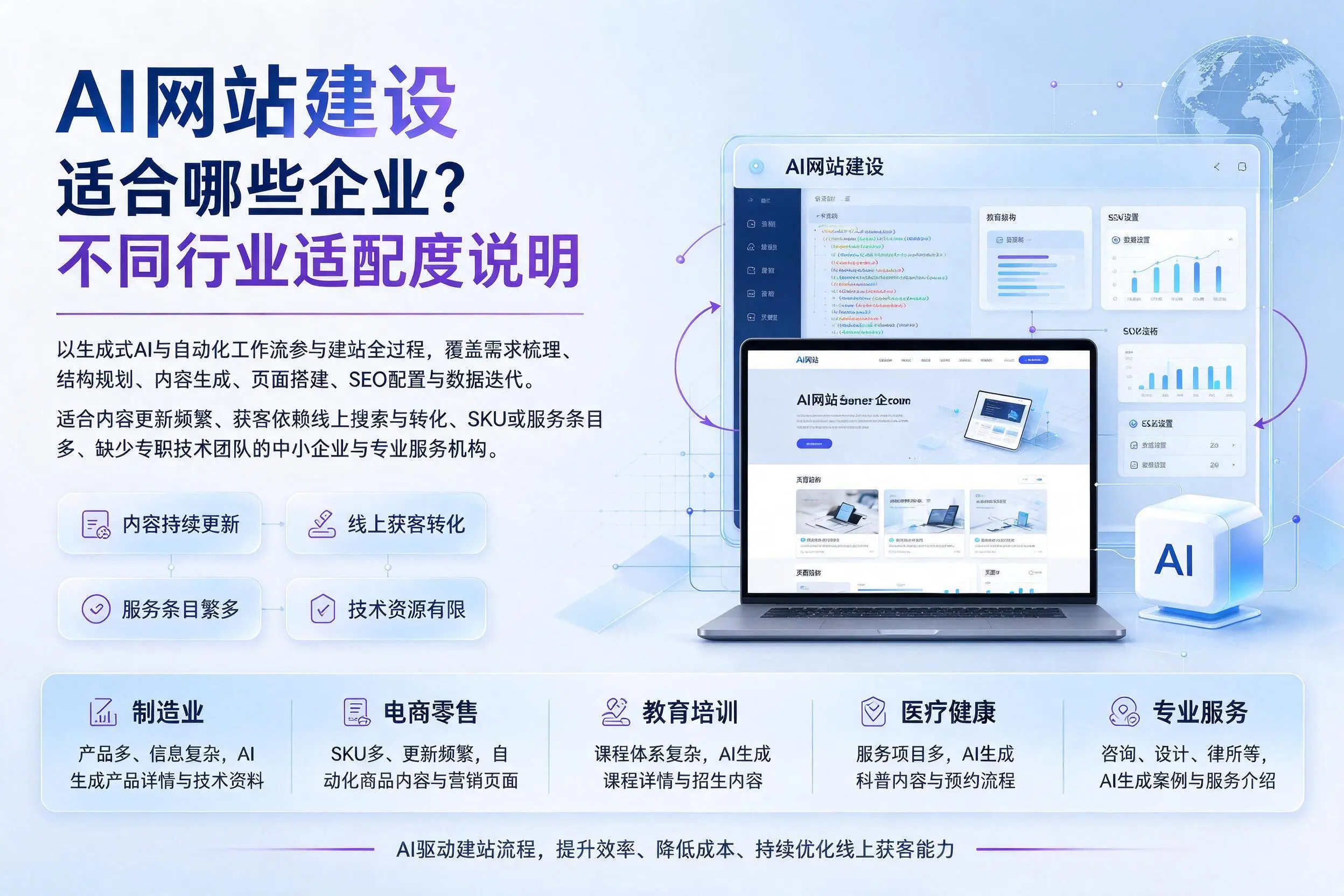 AI网站建设适合哪些企业?上饶不同行业适配度说明